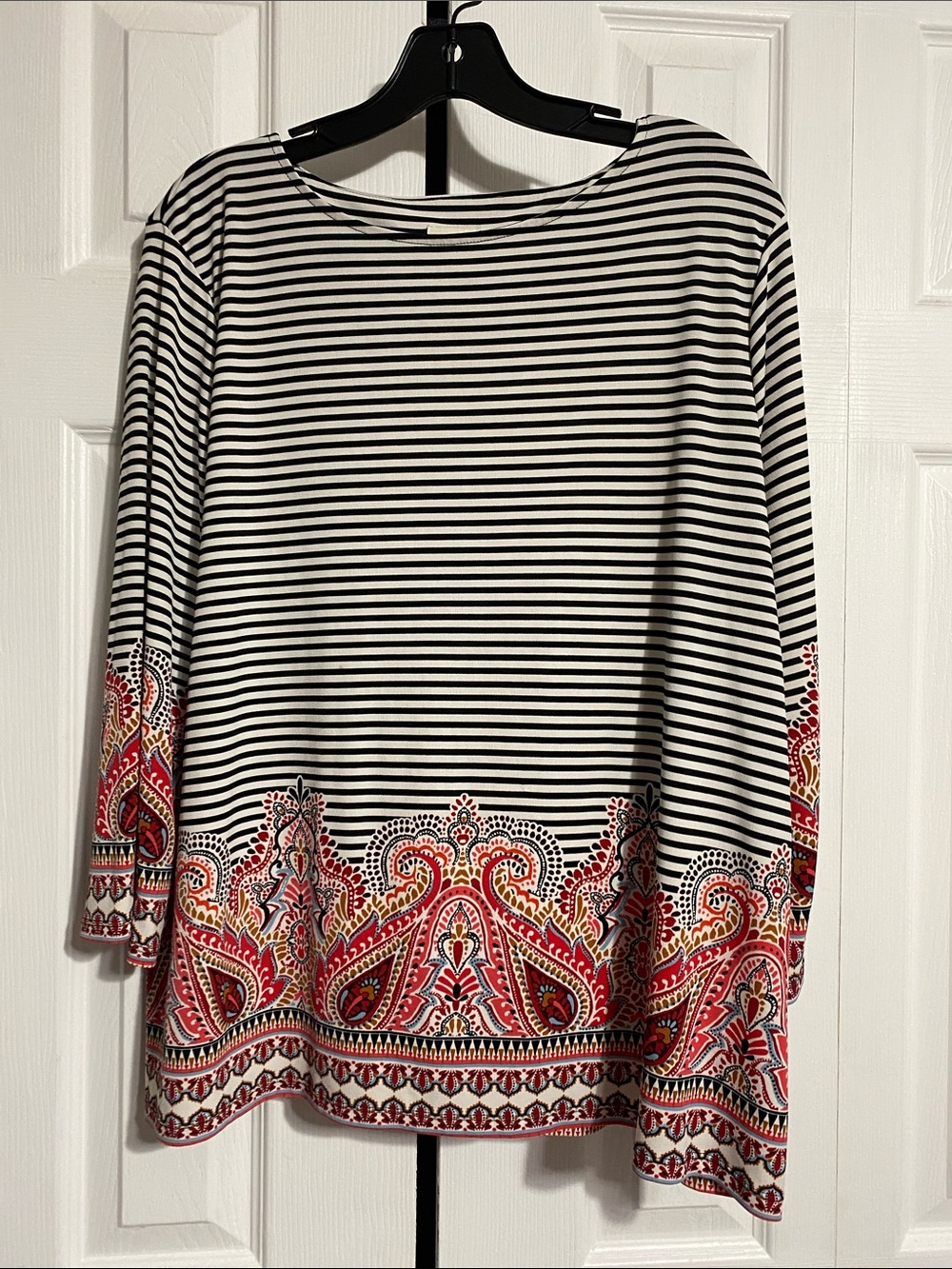 Chico's Floral Stretchy Blouse Shirt Top size 2 / LARGE